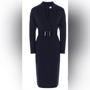 Armani Collezioni Navy Blue Long Sleeve Dress w/ Pockets 4